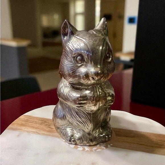 Vintage Cast Metal Squirrel Piggy Bank 1950s Japan Woodland Decor Accent Critter - Picture 1 of 7